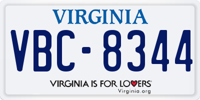 VA license plate VBC8344