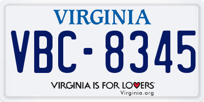 VA license plate VBC8345