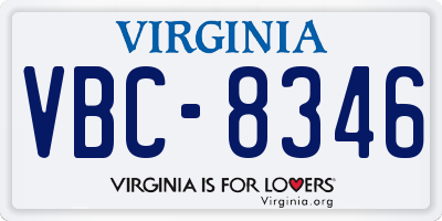 VA license plate VBC8346