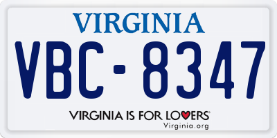 VA license plate VBC8347