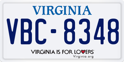 VA license plate VBC8348