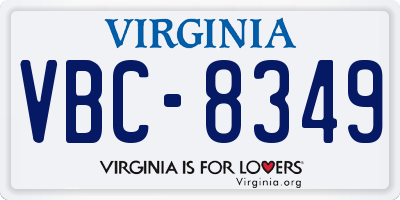VA license plate VBC8349