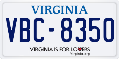 VA license plate VBC8350