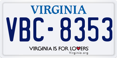 VA license plate VBC8353