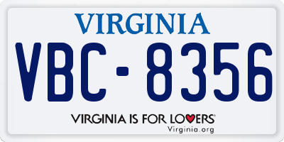 VA license plate VBC8356