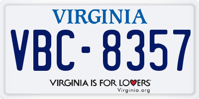 VA license plate VBC8357