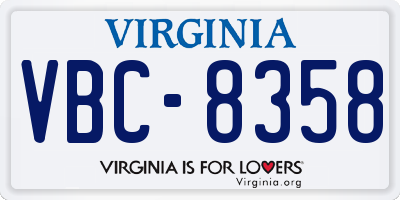 VA license plate VBC8358