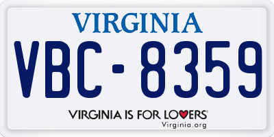 VA license plate VBC8359