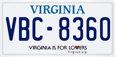 VA license plate VBC8360
