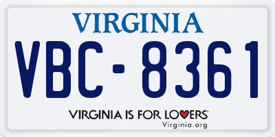 VA license plate VBC8361