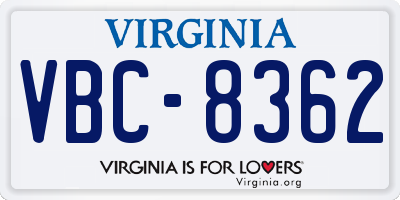VA license plate VBC8362