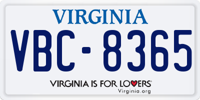 VA license plate VBC8365