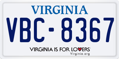 VA license plate VBC8367