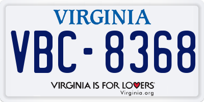 VA license plate VBC8368