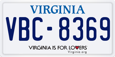 VA license plate VBC8369