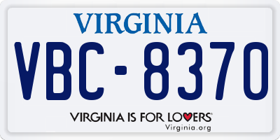 VA license plate VBC8370