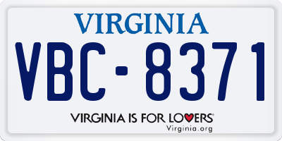 VA license plate VBC8371