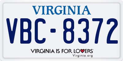 VA license plate VBC8372