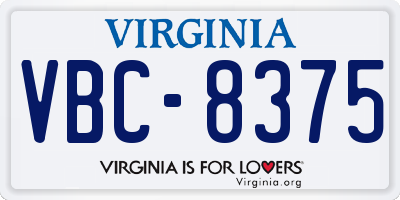 VA license plate VBC8375
