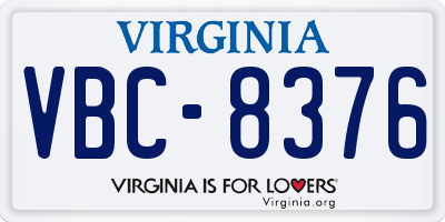 VA license plate VBC8376
