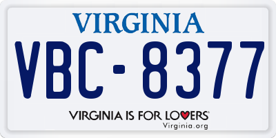 VA license plate VBC8377