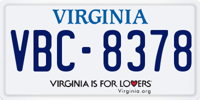 VA license plate VBC8378