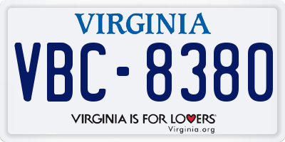 VA license plate VBC8380
