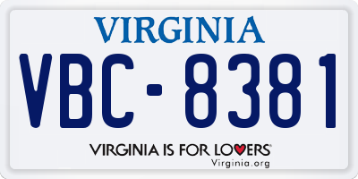 VA license plate VBC8381