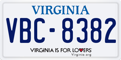 VA license plate VBC8382