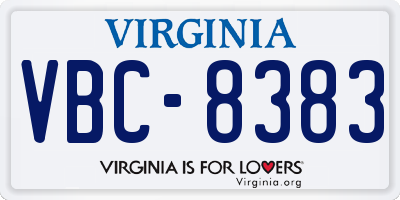 VA license plate VBC8383