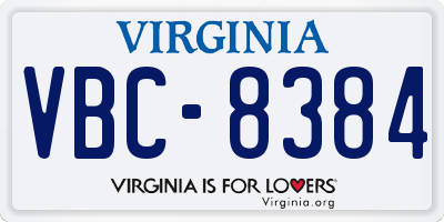 VA license plate VBC8384