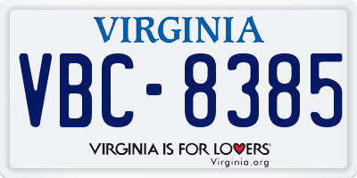 VA license plate VBC8385