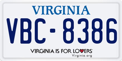 VA license plate VBC8386