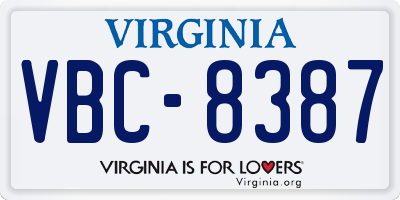 VA license plate VBC8387