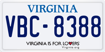VA license plate VBC8388