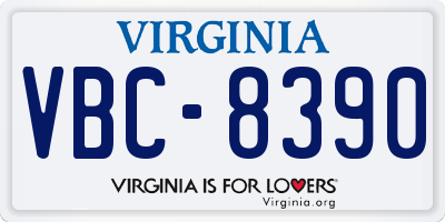 VA license plate VBC8390