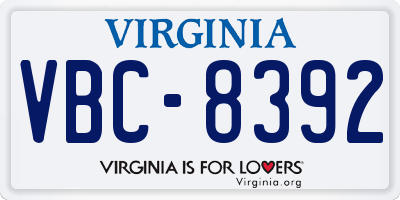 VA license plate VBC8392