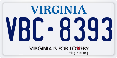 VA license plate VBC8393