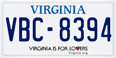 VA license plate VBC8394