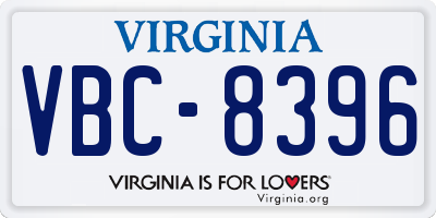 VA license plate VBC8396