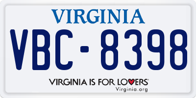 VA license plate VBC8398