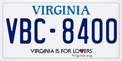 VA license plate VBC8400
