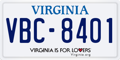 VA license plate VBC8401