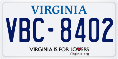 VA license plate VBC8402