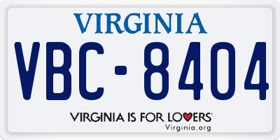 VA license plate VBC8404