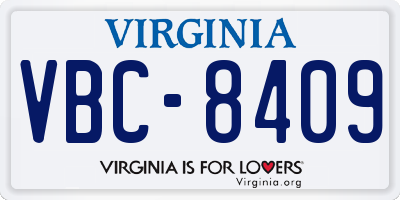 VA license plate VBC8409