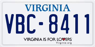 VA license plate VBC8411