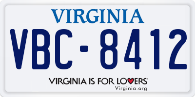 VA license plate VBC8412