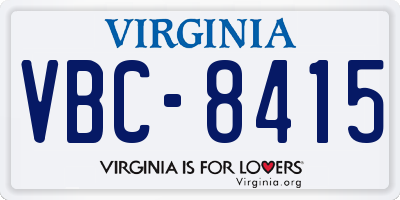 VA license plate VBC8415