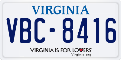 VA license plate VBC8416